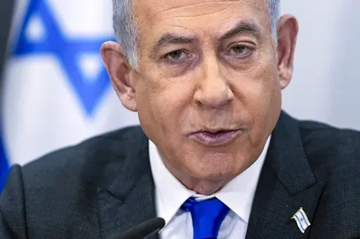 Israeli Prime Minister Benjamin Netanyahu chairs a cabinet meeting at the Kirya military base in Tel Aviv, Israel, on Dec. 24, 2023. Netanyahu's visit to Washington this week is looming as a particularly fraught one between two allies. The Israeli leader is coming to address Congress Wednesday, July 24, 2024, at a moment of extreme political flux in the United States. (AP Photo/Ohad Zwigenberg, Pool, File)