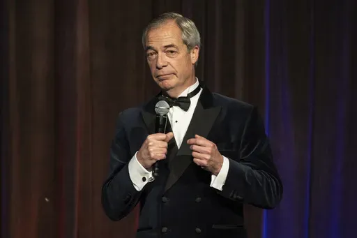 Reform UK leader Nigel Farage speaks during the New York Young Republican Club's annual gala at Cipriani Wall Street, Sunday, Dec. 15, 2024, in New York. (AP Photo/Yuki Iwamura)
