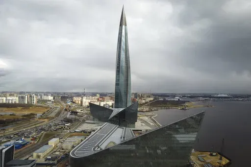 A view of the business tower Lakhta Centre, the headquarters of Russian gas monopoly Gazprom in St. Petersburg, Russia, Wednesday, April 27, 2022. Russia has halted natural gas exports to neighboring Finland. The highly symbolic move that came early Saturday marks a likely end to nearly 50 years of natural gas import from Moscow to Helsinki. It also comes just days after Finland announced it wanted to join NATO. (AP Photo/Dmitri Lovetsky, File)