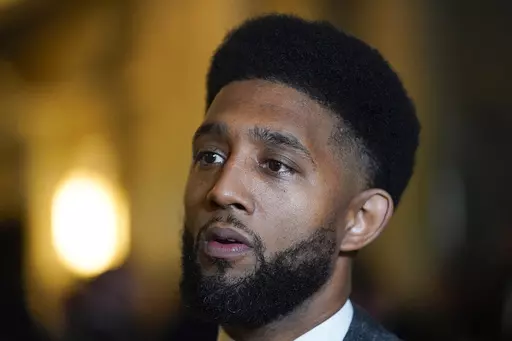 Baltimore Mayor Brandon Scott arrives for the state's General Assembly's annual 90-day session, on Jan. 11, 2023, in Annapolis, Md. Scott has called for a summer curfew after two teenagers were shot at the city’s Inner Harbor area while police were attempting to break up a large crowd of minors Sunday night, April 9. Following the shooting, Scott announced his intention to implement a 9 p.m. curfew for anyone 14 years and younger and 10 p.m. for those younger than 17 during the forthcoming sum