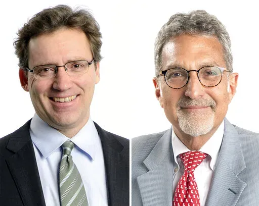 This combo of images show Rene Sanchez, left and Peter Kovacs. Sanchez, a Louisiana native and award-winning journalist, will be the next editor of The Times-Picayune, The Advocate and NOLA.com, the media outlet announced, Thursday, Feb. 10, 2022. Kovacs, the current editor, who led the paper to an unprecedented expansion throughout southeast Louisiana and its first Pulitzer Prize, is retiring after nine years at the helm. Sanchez, 56, is currently the editor of the Star Tribune in Minneapolis. 