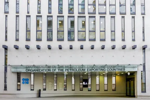The logo of the Organization of the Petroleum Exporting Countries (OPEC) is seen outside of OPEC's headquarters in Vienna, Austria, on March 3, 2022. The OPEC oil cartel and allied countries including major exporter Russia are weighing how much oil to send to the world economy as U.S. gas prices hit another record high.  Thursday’s meeting comes amid speculation that the 23-member alliance, known as OPEC+, may considered breaking from its cautious series of increases and agree to pump more oi