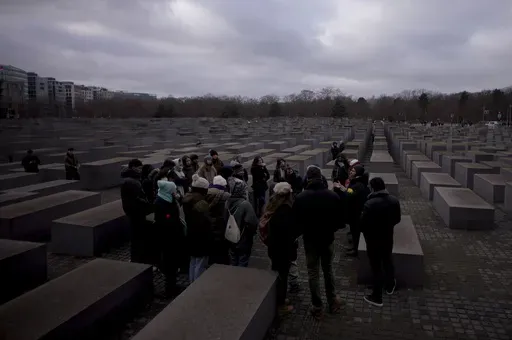 Tourists visit the Holocaust Memorial in Berlin, Germany, on International Holocaust Remembrance Day, on Jan. 27, 2024. More than 250 Holocaust survivors have joined an international initiative to share their stories of loss and survival with students around the world during a time of rising antisemitism following the Oct. 7 Hamas attack on Israel that triggered the war in the Gaza Strip. The Survivor Speakers Bureau was launched Thursday by the New York-based Conference on Jewish Material Claim