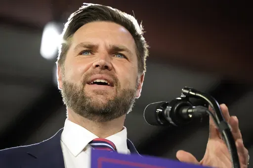Republican vice presidential nominee Sen. JD Vance, R-Ohio, speaks at a campaign event in Erie, Pa., Aug. 28, 2024. (AP Photo/Gene J. Puskar, File)