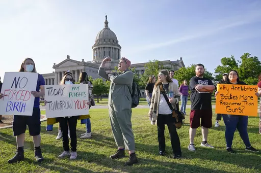 Abortion-rights supporters rally at the State Capitol on May 3, 2022, in Oklahoma City. A divided Oklahoma Supreme Court on Tuesday, March 21, 2023, overturned a portion of the state’s near total ban on abortion, ruling women have a right to abortion when pregnancy risks their health, not just in a medical emergency. (AP Photo/Sue Ogrocki, File)