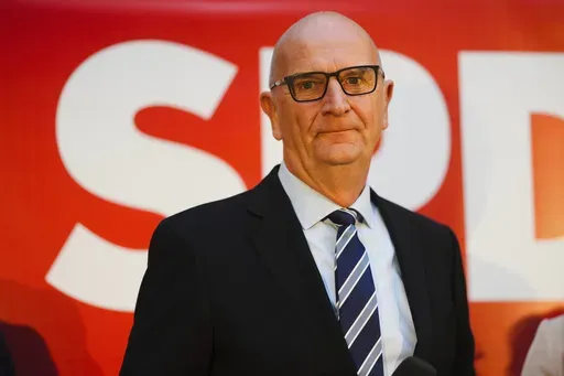 Governor of Brandenburg and Germany's Social Democratic Party, SPD, top candidate for the state election Dietmar Woidke arrives at the party's election event after first exit polls announced in Potsdam, Germany, Sunday, Sept. 22, 2024. (AP Photo/Markus Schreiber)