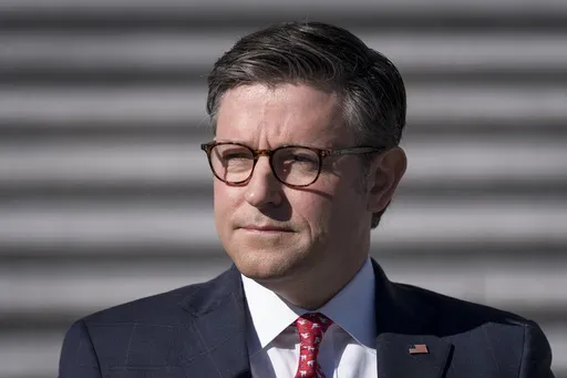 Speaker of the House Mike Johnson, R-La., touts Republican wins as he meets with reporters on the steps of the Capitol in Washington, Tuesday, Nov. 12, 2024. Congress returns to work this week to begin what is known as a lame-duck session — that period between Election Day and the end of the two-year congressional term. (AP Photo/J. Scott Applewhite)