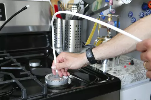 In this 2022 image provided by PSE Healthy Energy, a gas stove is tested for benzene in California. Stoves in California homes are leaking the cancer-causing gas benzene, researchers found in a new study published on Thursday, Oct. 20, though they say more research is needed to understand how many homes have leaks. (PSE Healthy Energy via AP)
