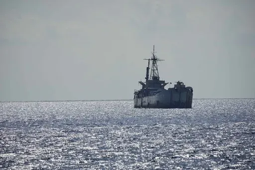 Philippine navy ship BRP Sierra Madre is seen at the Second Thomas Shoal, locally known as Ayungin Shoal, at the South China Sea, April 23, 2023. A Chinese vessel and a Philippine supply ship collided near the disputed Spratly Islands in the South China Sea on Monday, June 17, 2024, China's coast guard said.(AP Photo/Aaron Favila)
