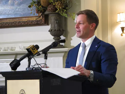 Rep. John Stefanski, the Crowley Republican who chairs the Louisiana House redistricting committee, speaks to the Press Club of Baton Rouge about ongoing discussions about the redrawing of state political maps, on Monday, Nov. 22, 2021, in Baton Rouge, La. (AP Photo/Melinda Deslatte)