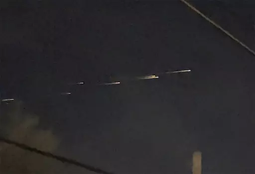 This image from video provided by Jaime Hernandez shows streaks of light travelling across the sky over the Sacramento, Calif., area on Friday night, March 17, 2023. “Mainly, we were in shock, but amazed that we got to witness it,” Hernandez said. “None of us had ever seen anything like it.” (Jaime Hernandez via AP)
