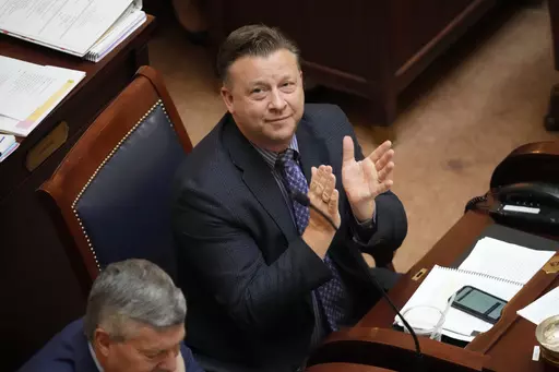 Republican state Sen. Todd Weiler looks on as he sits on the Senate floor on March 2, 2023, at the Utah State Capitol in Salt Lake City. A law requiring porn sites verify the age of their users takes effect on Wednesday, May 3, 2023, in Utah, a deeply conservative state where politics and culture are dominated by The Church of Jesus Christ of Latter-day Saints. Its implementation comes days after Pornhub blocked its site and videos in Utah in protest. (AP Photo/Rick Bowmer, File)