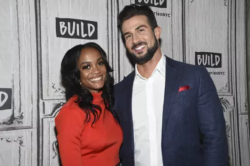 Television personalities Rachel Lindsay, left, and her husband Bryan Abasolo participate in the BUILD Speaker Series to discuss the television series "The Bachelorette" at BUILD Studio, Sept. 30, 2019, in New York. Court records in Los Angeles Superior Court show that Lindsay's husband Abasolo filed to end their marriage on Tuesday, Jan 2, 2024. (Photo by Evan Agostini/Invision/AP, File)