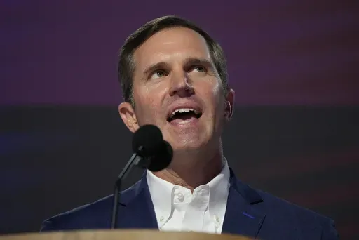 Kentucky Gov. Andy Beshear speaks during the first day of Democratic National Convention, Monday, Aug. 19, 2024, in Chicago. (AP Photo/Jacquelyn Martin)