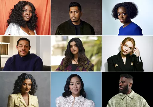This combination of photos shows AP's 2022 breakthrough entertainers of the year. Actor/recording artist Joaquina Kalukango, top row from left, actor Tenoch Huerta, actor Danielle Deadwyler, actor Daryl McCormack, middle row from left, actor Iman Vellani, actor Sadie Sink, actor Simone Ashley, bottom row from left, actor Stephanie Hsu, and actor/recording artist Tobe Nwigwe. (AP Photo)