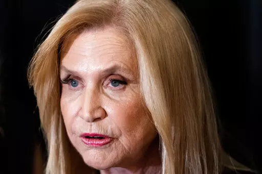 U.S. Rep. Carolyn Maloney speaks to supporters at her election night party, Tuesday, Aug. 23, 2022, in New York. Maloney lost to U.S. Rep. Jerry Nadler in New York's 12th Congressional District Democratic primary. (AP Photo/Julia Nikhinson)