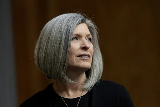 Sen. Joni Ernst, R-Iowa, listens at the Senate Homeland Security and Governmental Affairs Committee confirmation hearing for South Dakota Gov. Kristi Noem, President-elect Donald Trump's nominee to be Secretary of Homeland Security, at the Capitol in Washington, Friday, Jan. 17, 2025. (AP Photo/Susan Walsh)