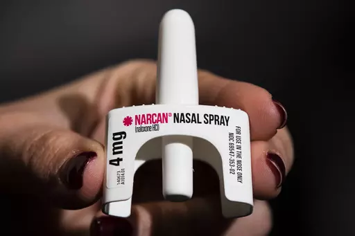 The overdose-reversal drug Narcan is displayed during training for employees of the Public Health Management Corporation (PHMC), Dec. 4, 2018, in Philadelphia. The U.S. Food and Drug Administration has approved selling overdose antidote naloxone over-the-counter, Wednesday, March 29, 2023, marking the first time a opioid treatment drug will be available without a prescription. (AP Photo/Matt Rourke, File)