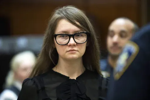 Anna Sorokin, who claimed to be a German heiress, returns to the courtroom during her trial on grand larceny and theft of services charges, April 25, 2019, in New York. (AP Photo/Mary Altaffer, File)