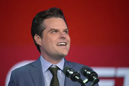 Rep. Matt Gaetz, R-Fla., speaks at the Republican Party of Florida Freedom Summit, Nov. 4, 2023, in Kissimmee, Fla. (AP Photo/Phelan M. Ebenhack)