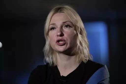 Yekaterina Duntsova, a Russian journalist speaks during her interview with the Associated Press in Moscow, Russia, Saturday, Dec. 9, 2023. Duntsova, a little-known journalist and mom-of-three from a small town in western Russia, hopes to force President Vladimir Putin into a run-off in Russia's next presidential vote scheduled for March, despite her political inexperience and analysts' assessments that the Kremlin leader's reelection is all but assured. (AP Photo)