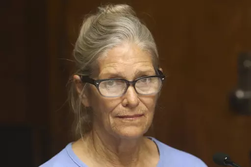 Leslie Van Houten attends her parole hearing at the California Institution for Women Sept. 6, 2017 in Corona, Calif. California Gov. Gavin Newsom said Friday, July 7, 2023, that he will not fight a state appeals court decision that Van Houten should be let out on parole. (Stan Lim/Los Angeles Daily News via AP, Pool, File)