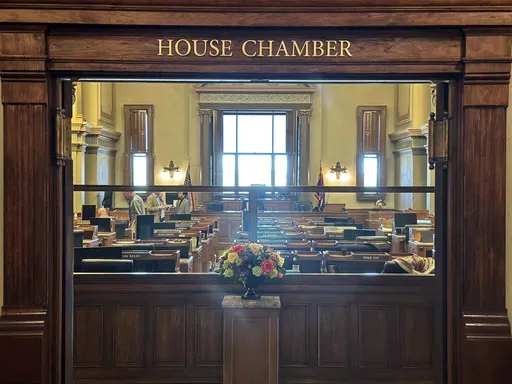 The Wyoming House of Representatives, where Freedom Caucus lawmakers have taken majority control, is seen Monday, Jan. 13, 2025, in Cheyenne, Wyo. (AP Photo/Mead Gruver)