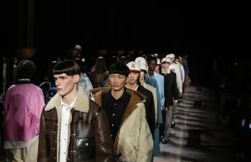 Models wear creations for the men's Kenzo Fall-Winter 2025-2026 collection, in Paris, Friday, Jan. 24, 2025. (AP Photo/Michel Euler)