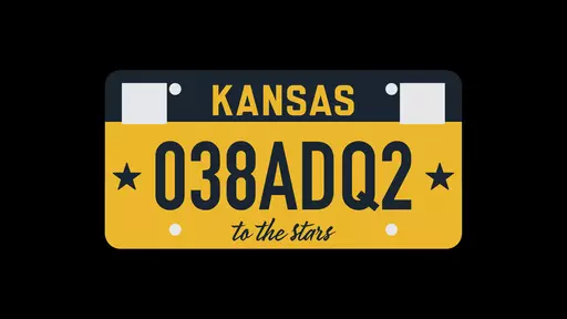 This art illustration from the Kansas Department of Revenue, provided on Tuesday, Nov. 28. 2023, shows the design for a new, standard vehicle license plate that the state had planned to start issuing in March 2024. Criticism of the design has prompted Gov. Laura Kelly to halt its production and promise a public vote on several possible designs. (Kansas Department of Revenue via AP)