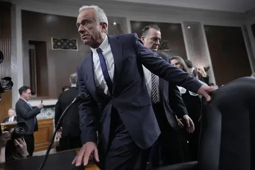 Robert F. Kennedy Jr., President Donald Trump's choice to be Secretary of Health and Human Services, appears before the Senate Finance Committee for his confirmation hearing at the Capitol in Washington, Wednesday, Jan. 29, 2025. (AP Photo/J. Scott Applewhite)