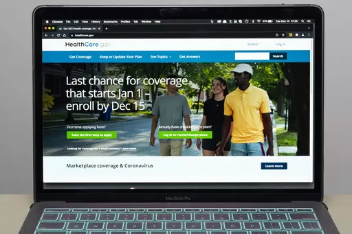 The healthcare.gov website is seen on Dec. 14, 2021, in Fort Washington, Md. A federal appeals court was scheduled to hear arguments Monday, March 4, 2024 on whether former President Barack Obama's signature health care law requires full insurance coverage of certain types of preventive care, including HIV prevention and some types of cancer screenings. (AP Photo/Alex Brandon, File)