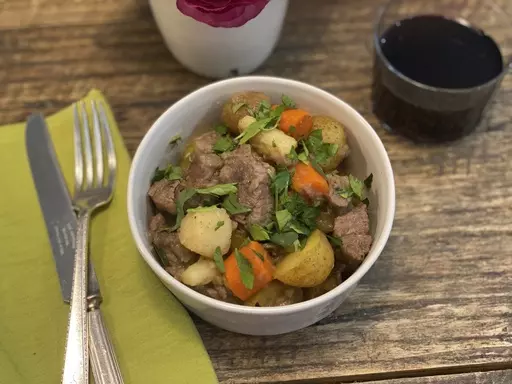 This March 2023 photo shows a recipe for Irish beef stew in New York. (Katie Workman via AP)