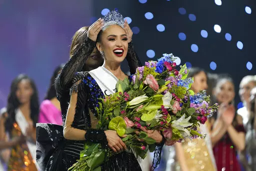 Miss USA R'Bonney Gabriel reacts as she is crowned Miss Universe during the final round of the 71st Miss Universe Beauty Pageant, in New Orleans on Saturday, Jan. 14, 2023. (AP Photo/Gerald Herbert)
