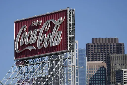 A Coca-Cola sign is shown in San Francisco, Tuesday, Oct. 27, 2020. (AP Photo/Jeff Chiu,File)