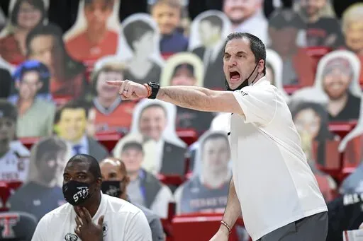 Then-Iowa State head coach Steve Prohm reacts on the sideline during the first half of an NCAA college basketball game against Texas Tech in Lubbock, Texas, Thursday, March 4, 2021. Steve Prohm has returned to Murray State for a second stint as men’s basketball coach, taking over the program as the Racers prepare to join the Missouri Valley Conference in July. The coach said in a release Friday, March 25, 2022, he was “excited and grateful” for the chance to return to Murray State and note