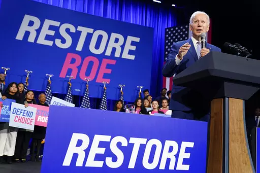 President Joe Biden speaks about abortion access during a Democratic National Committee event at the Howard Theatre, Oct. 18, 2022, in Washington. The Biden administration is still actively searching for ways to safeguard abortion access for millions of women, even as it bumps up against a complex web of strict new state laws enacted in the months after the Supreme Court stripped the constitutional right. (AP Photo/Evan Vucci, File)
