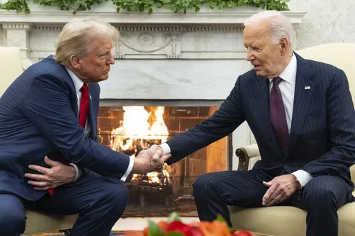 President Joe Biden meets with President-elect Donald Trump in the Oval Office of the White House, Wednesday, Nov. 13, 2024, in Washington. (AP Photo/Evan Vucci, file)