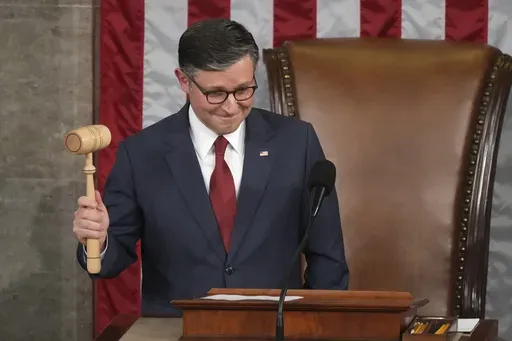 House Speaker Mike Johnson, R-La., closes with the gavel after he and members of the House took the oath of office as the House of Representatives meets to elect a speaker and convene the new 119th Congress at the Capitol in Washington, Friday, Jan. 3, 2025. (AP Photo/Jacquelyn Martin)