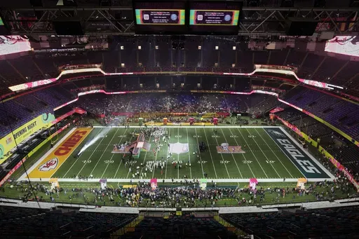 The Kansas City Chiefs participate during Super Bowl 59 Opening Night, Monday, Feb. 3, 2025, in New Orleans, ahead of the NFL football game between the Philadelphia Eagles and the Kansas City Chiefs Sunday. (AP Photo/David J. Phillip)