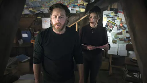 This image released by Netflix shows Josh Dallas, left, and Luna Blaise in a scene from" Manifest."  Season four premieres on Nov. 4. (Netflix via AP)