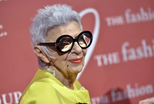 In this Oct. 27, Auteur of Style honoree Iris Apfel attends The Fashion Group International's Night of Stars Gala at Cipriani Wall Street in New York. Iris Apfel, a textile expert, interior designer and fashion celebrity known for her eccentric style, has died, Friday, March 1, 2024. She was 102. .(Photo by Evan Agostini/Invision/AP, File)