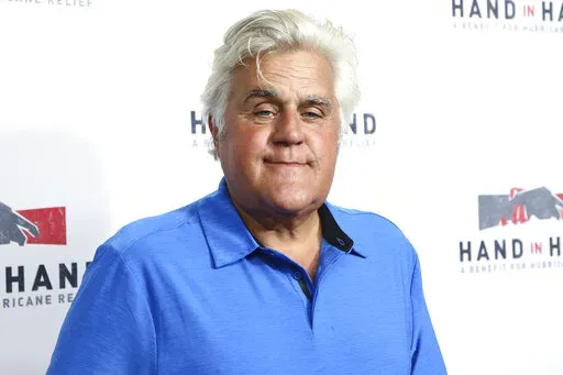 Jay Leno attends the Hand in Hand: A Benefit for Hurricane Harvey Relief in Los Angeles on Sept. 12, 2017. Jay Leno suffered burns in a weekend fire at the car enthusiast's garage but said Monday that he was doing OK, according to reports. Leno, 72, had been set to appear at a financial conference in Las Vegas on Sunday but canceled because of a “serious medical emergency." (Photo by John Salangsang/Invision/AP, File)