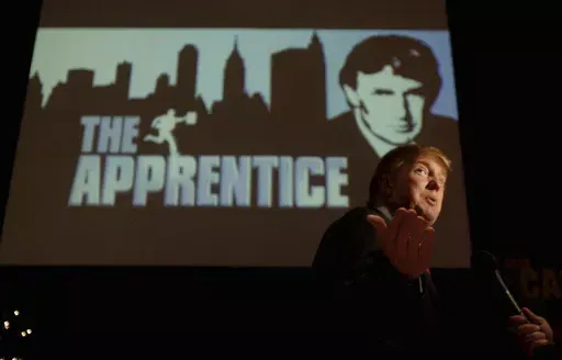 Donald Trump, seeking contestants for "The Apprentice" television show, is interviewed at Universal Studios Hollywood Friday, July 9, 2004, in the Universal City section of Los Angeles. Trump was casting for "The Apprentice" the third season. A producer's new account of Trump's behavior on "The Apprentice" is resurfacing allegations about whether he mistreated Black people who appeared on the show. (AP Photo/Ric Francis, File)