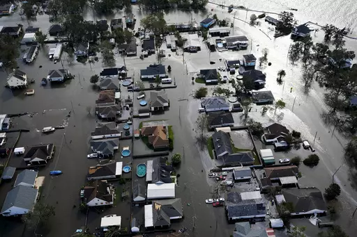 Homes are flooded in the aftermath of Hurricane Ida, Aug. 30, 2021, in Jean Lafitte, La. National Oceanic and Atmospheric Administration on Thursday, May 25, 2023, announced its forecast for the 2023 hurricane season. (AP Photo/David J. Phillip, File)