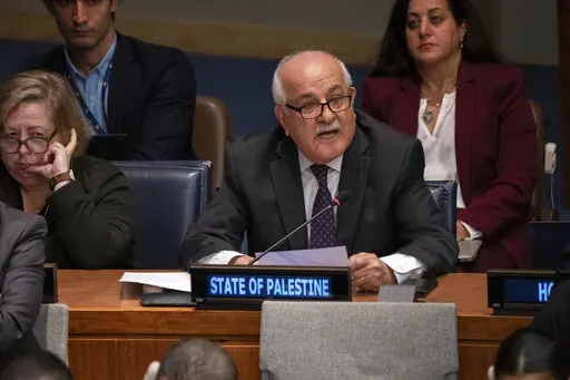 Palestinian Ambassador Riyad H. Mansour speaks during a meeting of the Special Political and Decolonization Committee at United Nations headquarters on Friday, Nov. 11, 2022. On Friday, Dec. 30, 2022, the U.N. General Assembly asked the U.N.’s highest judicial body to give its opinion on the legality of Israeli policies in the occupied West Bank and east Jerusalem. Mansour thanked countries that backed the measure. (AP Photo/Jeenah Moon, File)