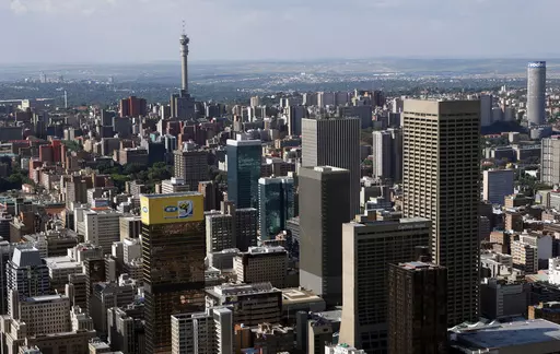 Johannesburg is seen from the sky, Oct. 18, 2009. Johannesburg has established itself as one of the best cities in the world, South Africa's economic hub where careers are made and dreams come true. But over the last few years, that image and reputation has been changing. (AP Photo/Themba Hadebe, File)
