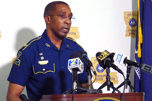 Col. Lamar Davis, superintendent of the Louisiana State Police, speaks during a news conference, Friday, May 21, 2021, in Baton Rouge, La. Davis told WAFB-TV in an interview on July 7, 2022, that he was pulled over for speeding on Interstate 10 west of Baton Rouge in late June but was not ticketed by one of his own officers. Davis apologized and said: “I need to slow my butt down.” (AP Photo/Melinda Deslatte, File)
