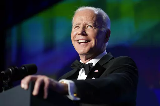 President Joe Biden speaks at the annual White House Correspondents' Association dinner, Saturday, April 30, 2022, in Washington. (AP Photo/Patrick Semansky)