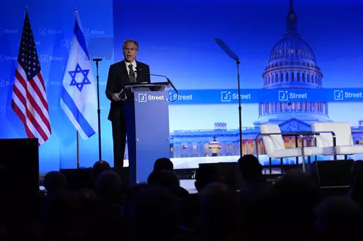 Secretary of State Antony Blinken speaks at the J Street National Conference at the Omni Shoreham Hotel in Washington, Sunday, Dec. 4, 2022. (AP Photo/Carolyn Kaster)