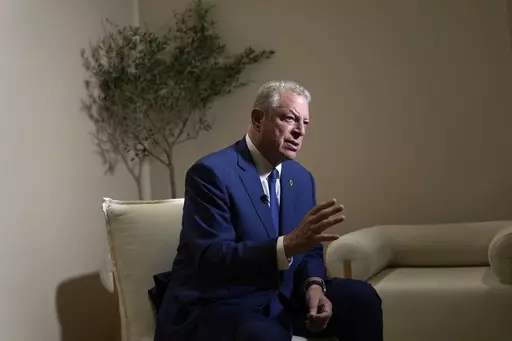 Al Gore, former U.S. vice president, speaks to The Associated Press at the COP28 U.N. Climate Summit, Sunday, Dec. 3, 2023, in Dubai, United Arab Emirates. (AP Photo/Kamran Jebreili)
